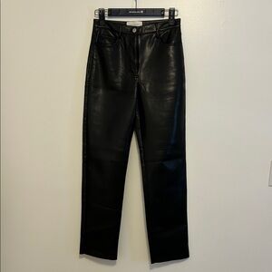 Aritzia Black Straight Leg Leather Pants